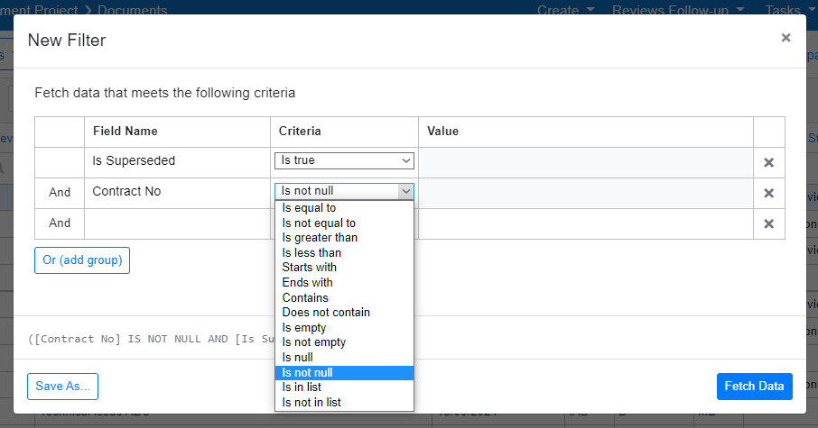 Example of nvarchar column in Criteria options